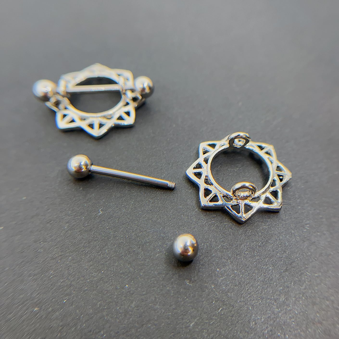 14G Sunflower Nipple Piercing Jewelry, Nipple Rings Surgical Steel for Men and Women, Nipple Shields Barbell Rings - QIAO CrystalQIAO CrystalQIAO Crystal