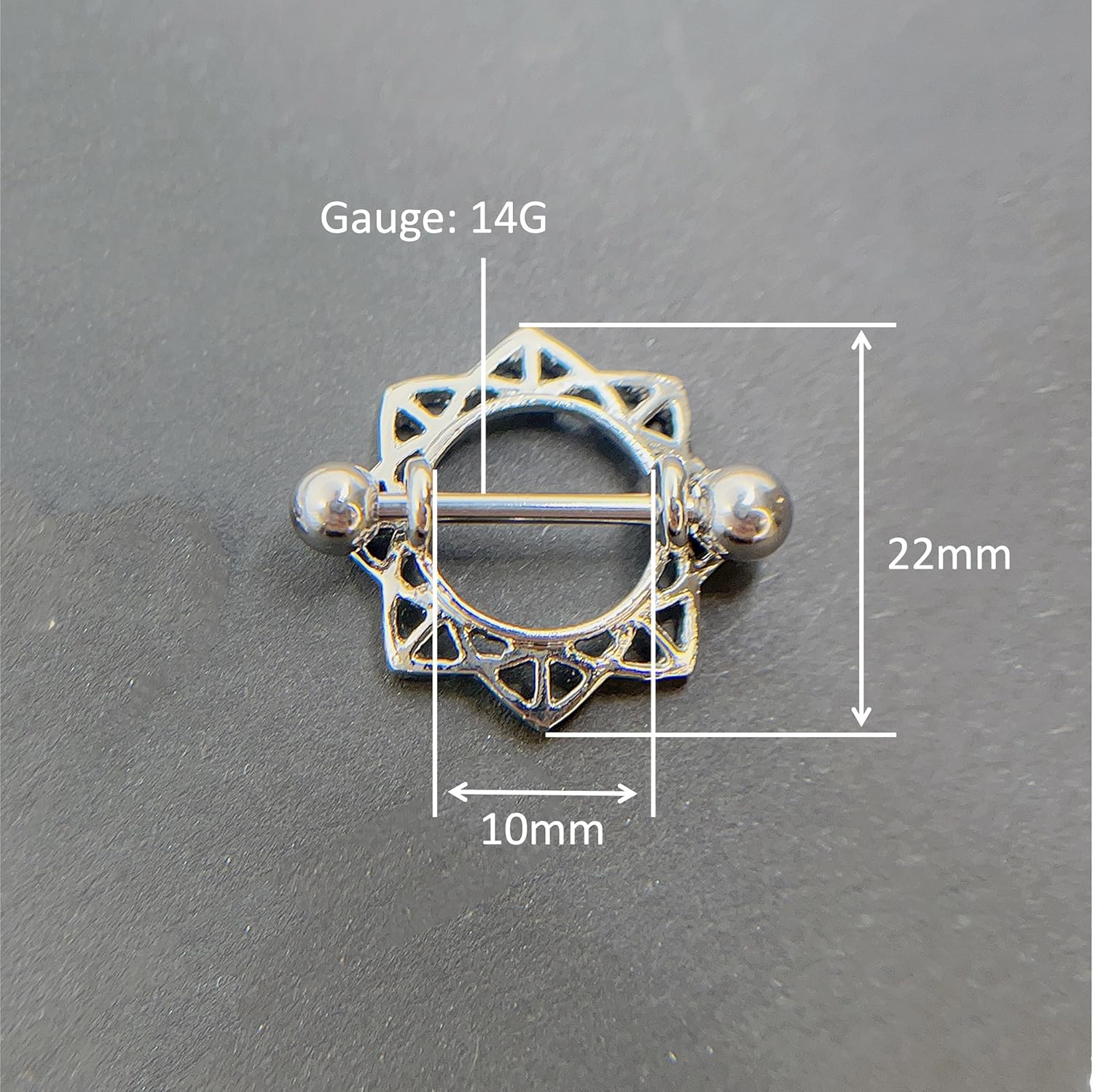 14G Sunflower Nipple Piercing Jewelry, Nipple Rings Surgical Steel for Men and Women, Nipple Shields Barbell Rings - QIAO CrystalQIAO CrystalQIAO Crystal