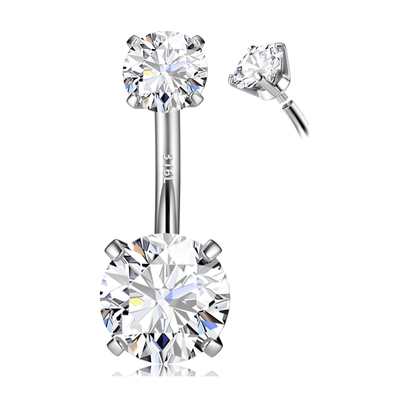 14G Surgical Steel G23 Titanium Sterling Silver 14K Gold Plated Belly Button Rings - QIAO Crystal我的商店QIAO Crystal