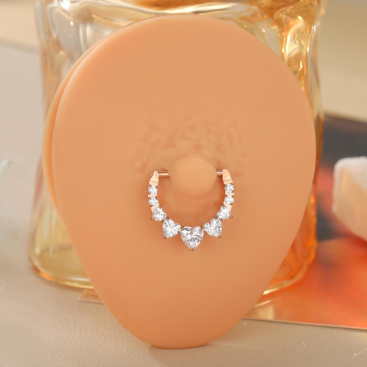  14G Titanium Nipple Piercing Jewelry for Women Higned Segment Clicker Ring Hoops D Shaped Nipple Rings - QIAO CrystalQIAO CrystalQIAO Crystal