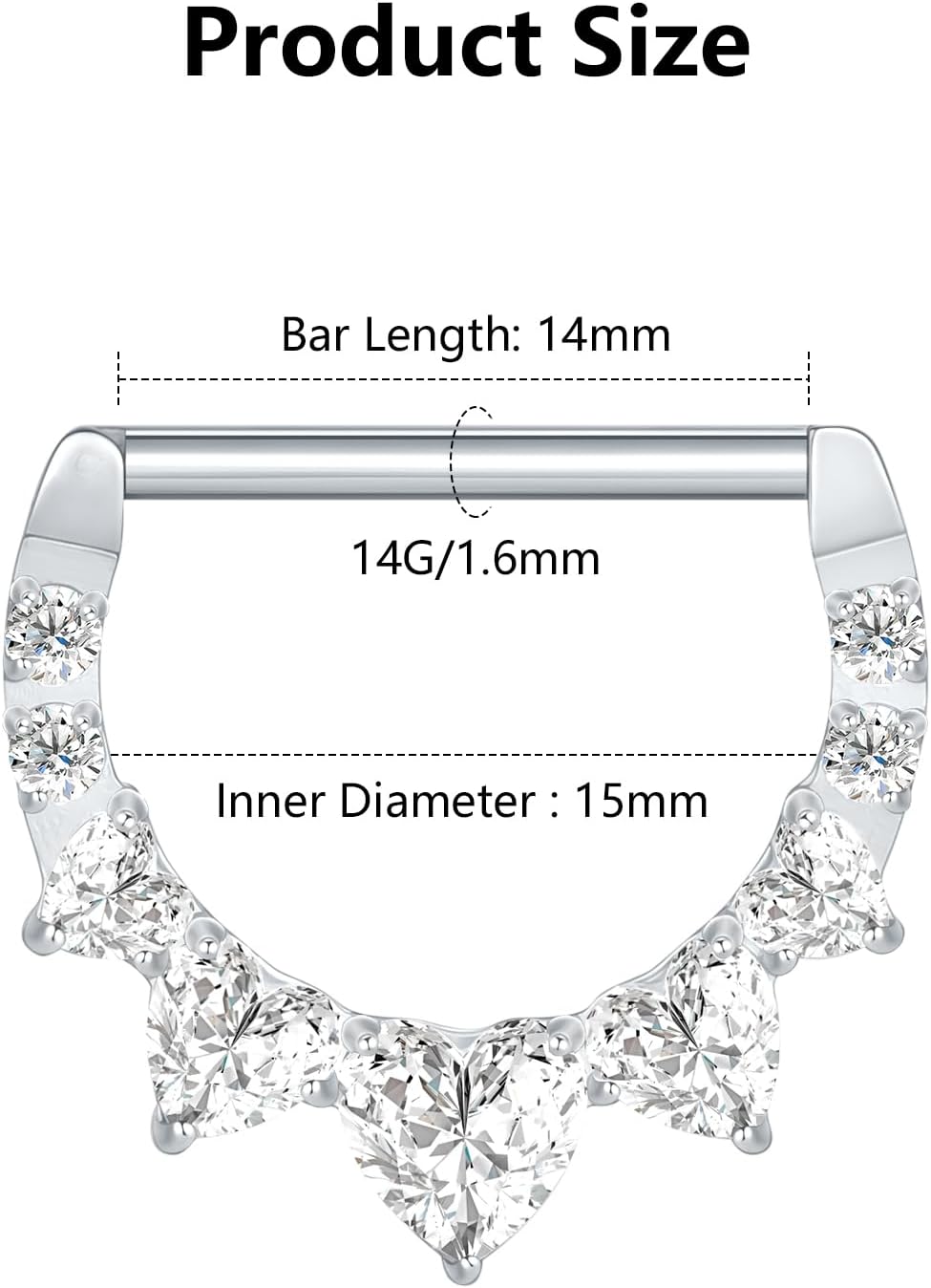 14G Titanium Nipple Piercing Jewelry for Women Higned Segment Clicker Ring Hoops D Shaped Nipple Rings - QIAO CrystalQIAO CrystalQIAO Crystal