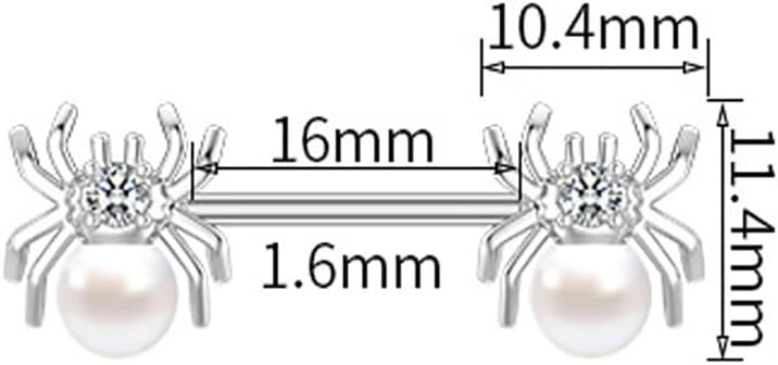 14G White Spider Nipple Rings for Women Surgical Stainless Steel Pearl CZ Spiders Nipplerings Nipple Shield Studs Barbells Halloween Body Piercing Jewelry - QIAO CrystalQIAO CrystalQIAO Crystal