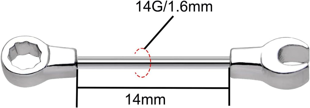 14G Wrench Barbell Nipple Ring 316L Anchor and Rudder Nipple Barbell Screw Nipple Rings Body Piercing Jewelry for Women Men - QIAO CrystalQIAO CrystalQIAO Crystal