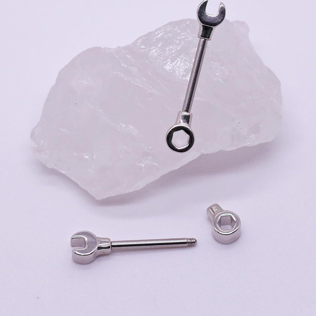 14G Wrench Barbell Nipple Ring 316L Anchor and Rudder Nipple Barbell Screw Nipple Rings Body Piercing Jewelry for Women Men - QIAO CrystalQIAO CrystalQIAO Crystal