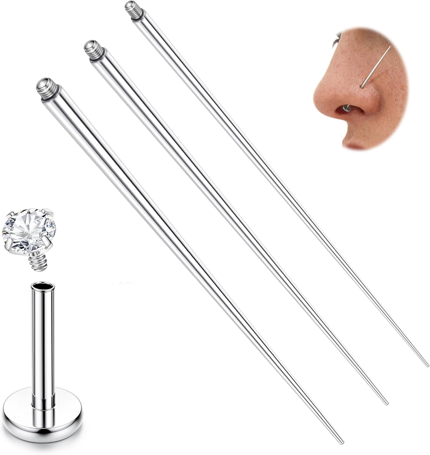 14G/16G/18G/20G Piercing Taper Insertion Tool Titanium Piercing Threader Tool - QIAO CrystalQIAO CrystalQIAO Crystal