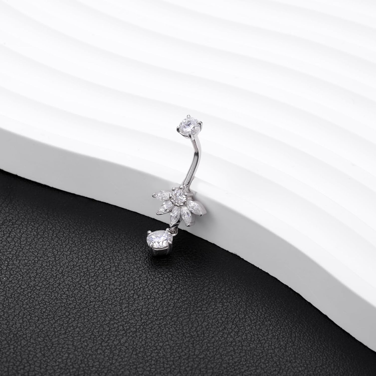 14G/1.6MM Belly Button Rings - 925 Sterling Silver 14G/1.6MM Moissanite Dangle Belly Navel Piercing Rings for Women Beach Festival Christmas Body Jewelry Gifts (1.5ct) - 我的商店我的商店我的商店