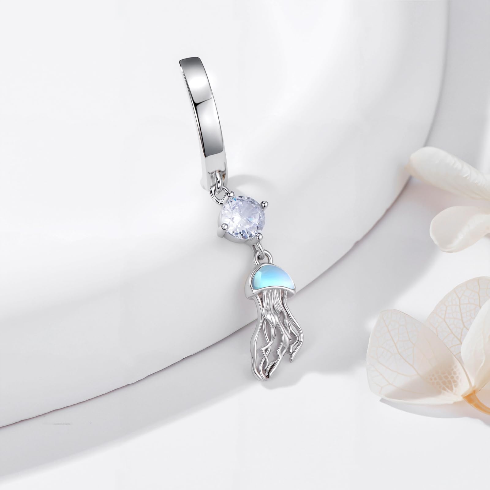 14GA Shimmery Jellyfish 316L Surgical Stainless Steel Navel Belly Button Ring - QIAO Crystal我的商店QIAO Crystal