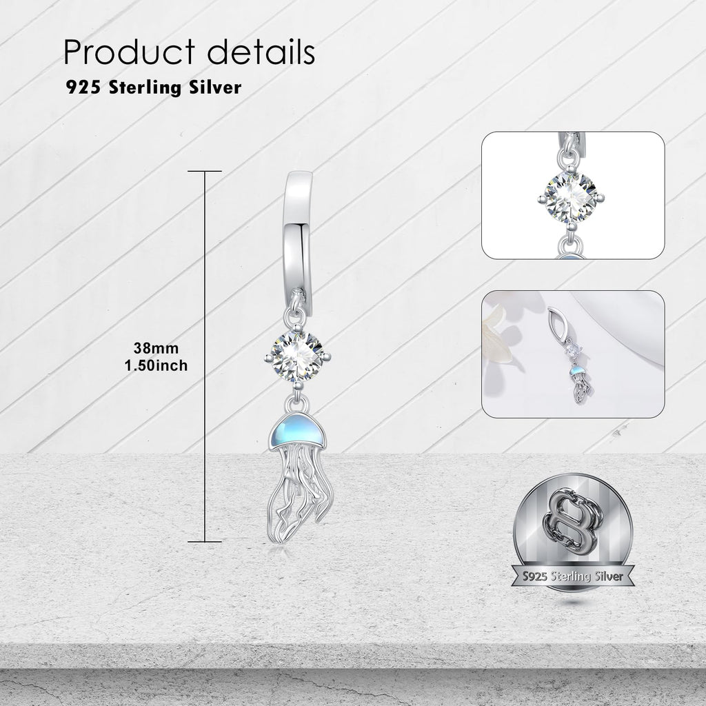 14GA Shimmery Jellyfish 316L Surgical Stainless Steel Navel Belly Button Ring - QIAO Crystal我的商店QIAO Crystal