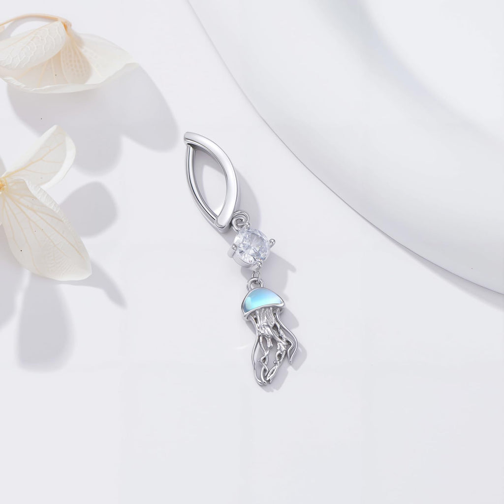 14GA Shimmery Jellyfish 316L Surgical Stainless Steel Navel Belly Button Ring - QIAO Crystal我的商店QIAO Crystal