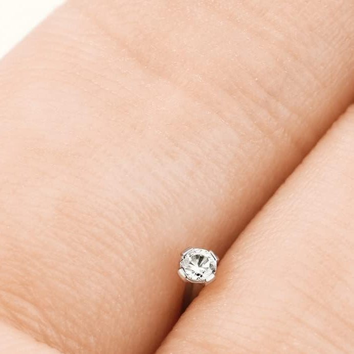 14k Gold Nose Ring 2mm CZ Simulated Diamond Non - Irritating Skin Safe Real Gold - QIAO CrystalQIAO CrystalQIAO Crystal