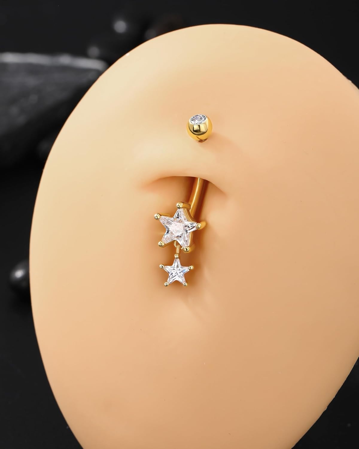 14K Gold Plated Belly Button Rings - Dangle Star 925 Sterling Silver Navel Rings for Women - 14G Belly Piercing Jewelry - 我的商店我的商店我的商店