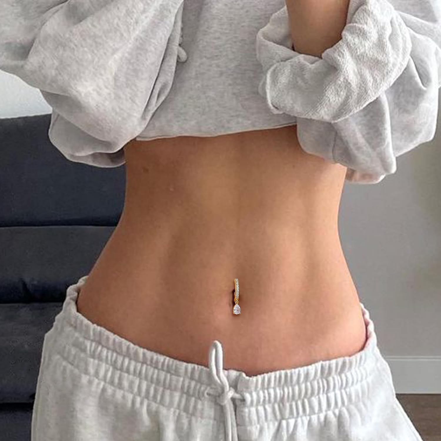 14K Gold Plated Belly Button Rings for Women 316L Surgical Steel Clicker Belly Rings CZ Snake Flower Curved Reverse Navel Rings Belly Piercing Jewelry Barbell 14G - 我的商店我的商店我的商店