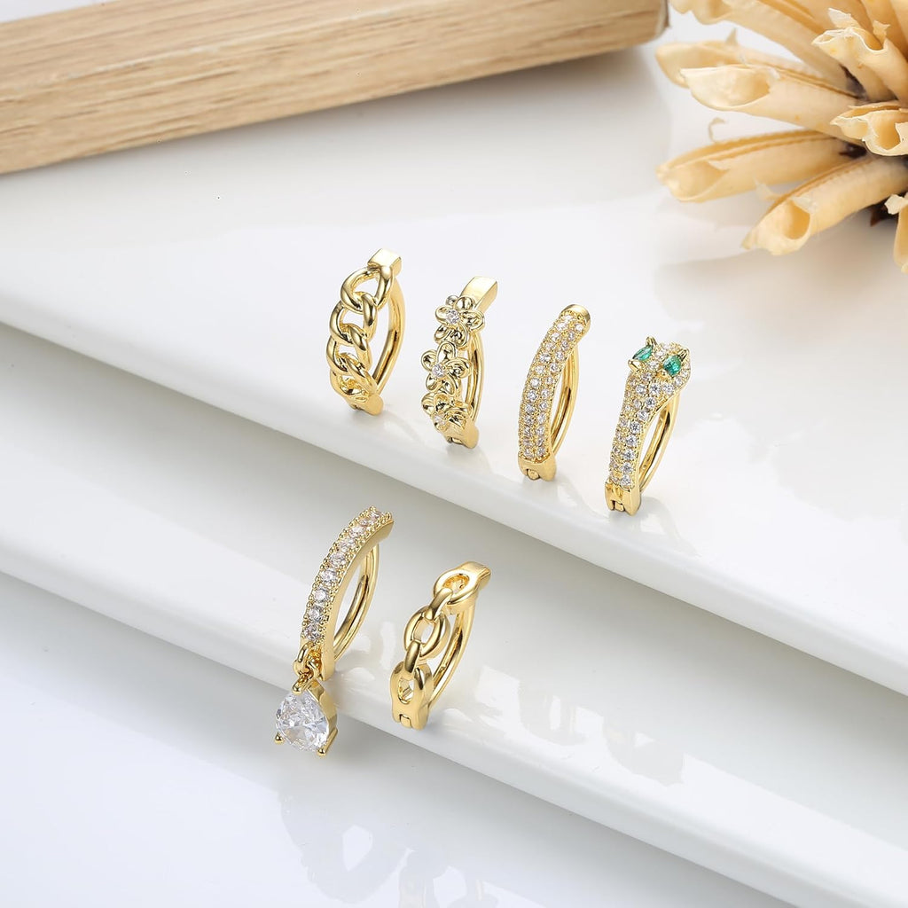 14K Gold Plated Belly Button Rings for Women 316L Surgical Steel Clicker Belly Rings CZ Snake Flower Curved Reverse Navel Rings Belly Piercing Jewelry Barbell 14G - 我的商店我的商店我的商店