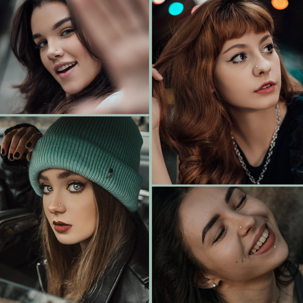 14K Gold Plated Threadless Nose Studs CZ Nose Rings for Women Men 316L Surgical Steel Labret Studs Lip Rings Push in Flat Back Stud Earrings CZ Nose Nostril Tragus Helix Piercing Jewelry Hypoallergenic 20G 18G 16G - QIAO Crystal我的商店QIAO Crystal