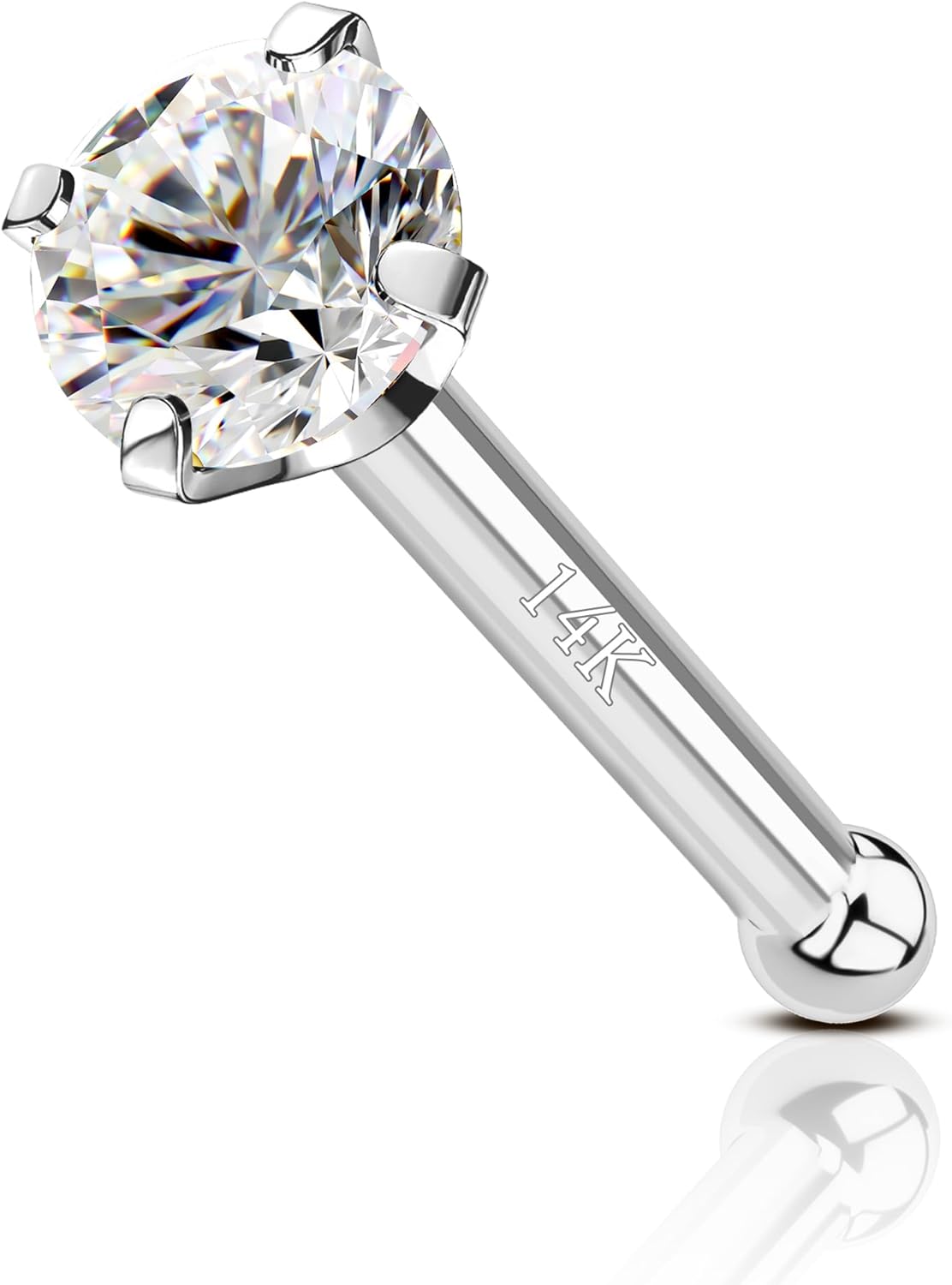 14k Solid Gold Heart Star Nose Stud 20g Bone Nose Stud Hypoallergenic - QIAO CrystalQIAO CrystalQIAO Crystal