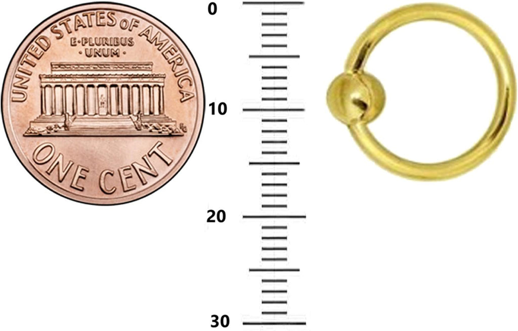 14K Solid Yellow Gold Nipple Ring Captive Bead Ring Body Jewelry 14 gauge - QIAO CrystalQIAO CrystalQIAO Crystal