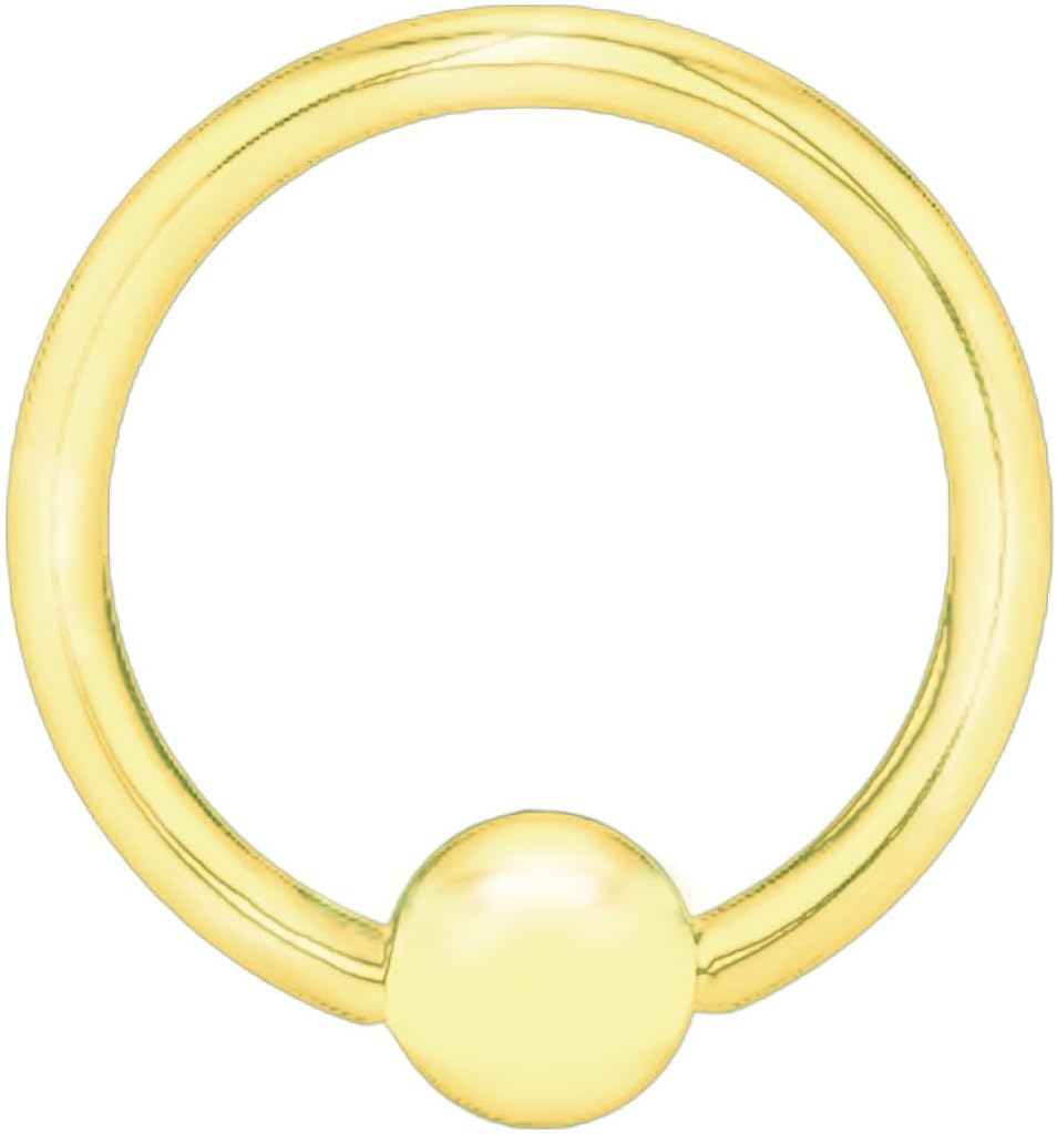 14K Solid Yellow Gold Nipple Ring Captive Bead Ring Body Jewelry 14 gauge - QIAO CrystalQIAO CrystalQIAO Crystal
