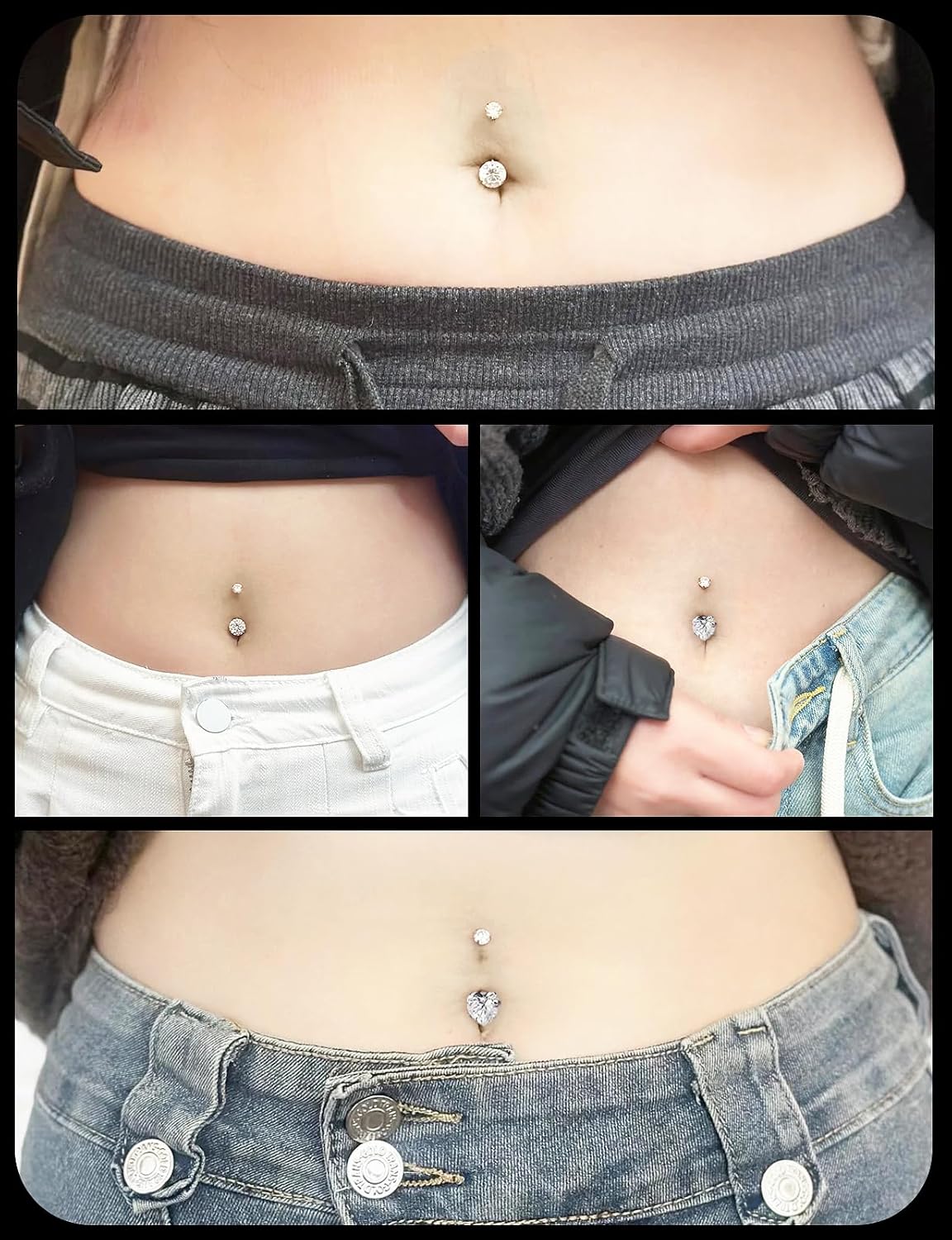 14mm 16mm Long Belly Button Ring 14G Hypoallergenic Surgical Steel Cubic Zirconia Long Bar navel Piercing Jewelry Taper Tool - 我的商店我的商店我的商店