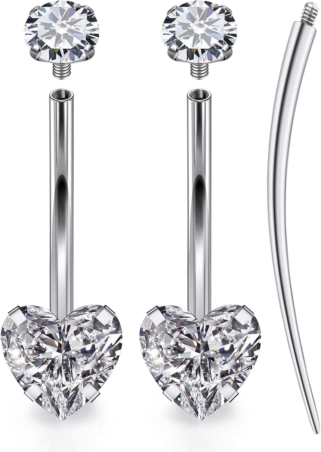 14mm 16mm Long Belly Button Ring 14G Hypoallergenic Surgical Steel Cubic Zirconia Long Bar navel Piercing Jewelry Taper Tool - 我的商店我的商店我的商店