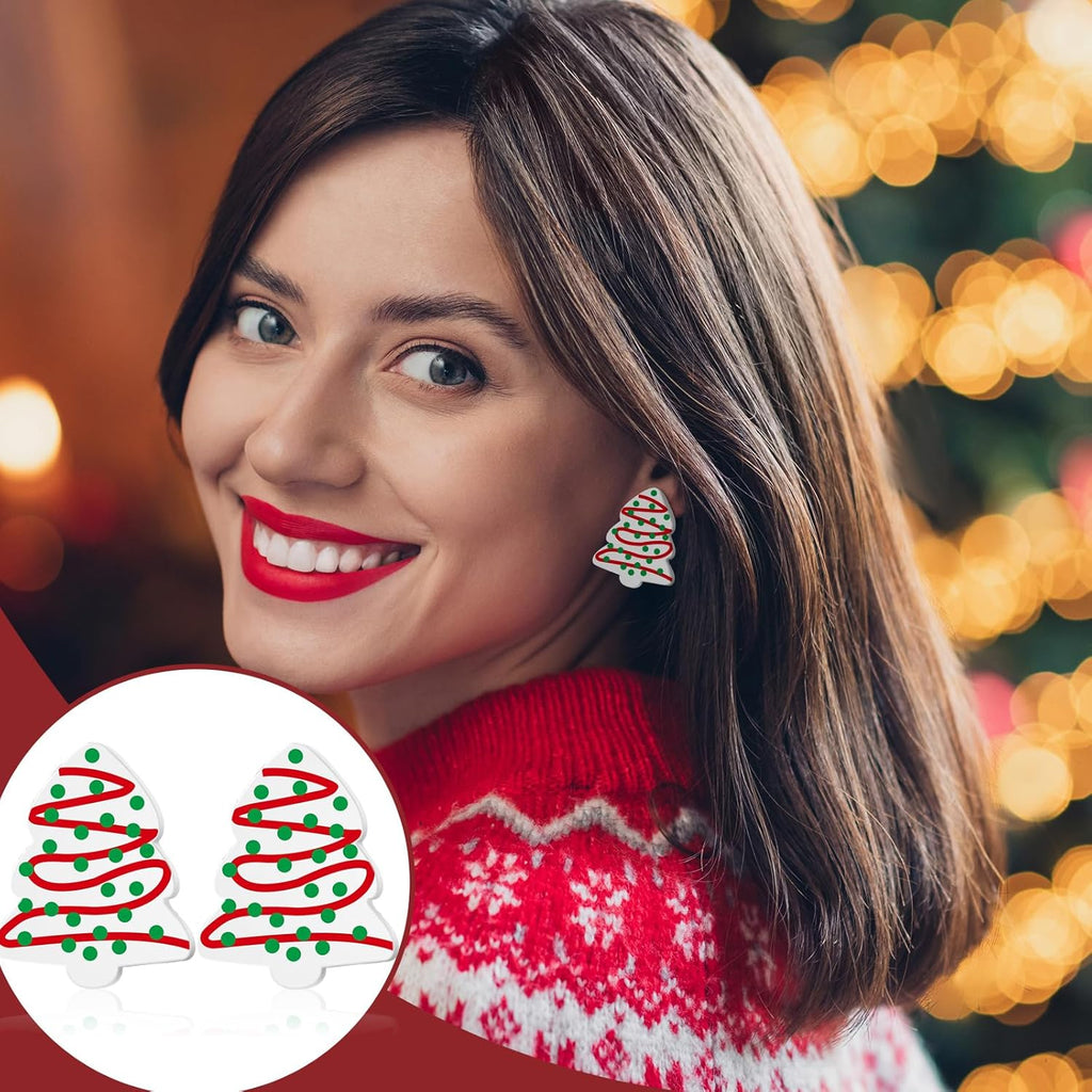 16 Pairs Christmas Tree Earrings Candy Cane Stud Earrings for Women Holiday Dangle Earrings Bulk Cute Festive Gifts Xmas Hook Jewelry Costume Outfit Accessories - 我的商店我的商店我的商店