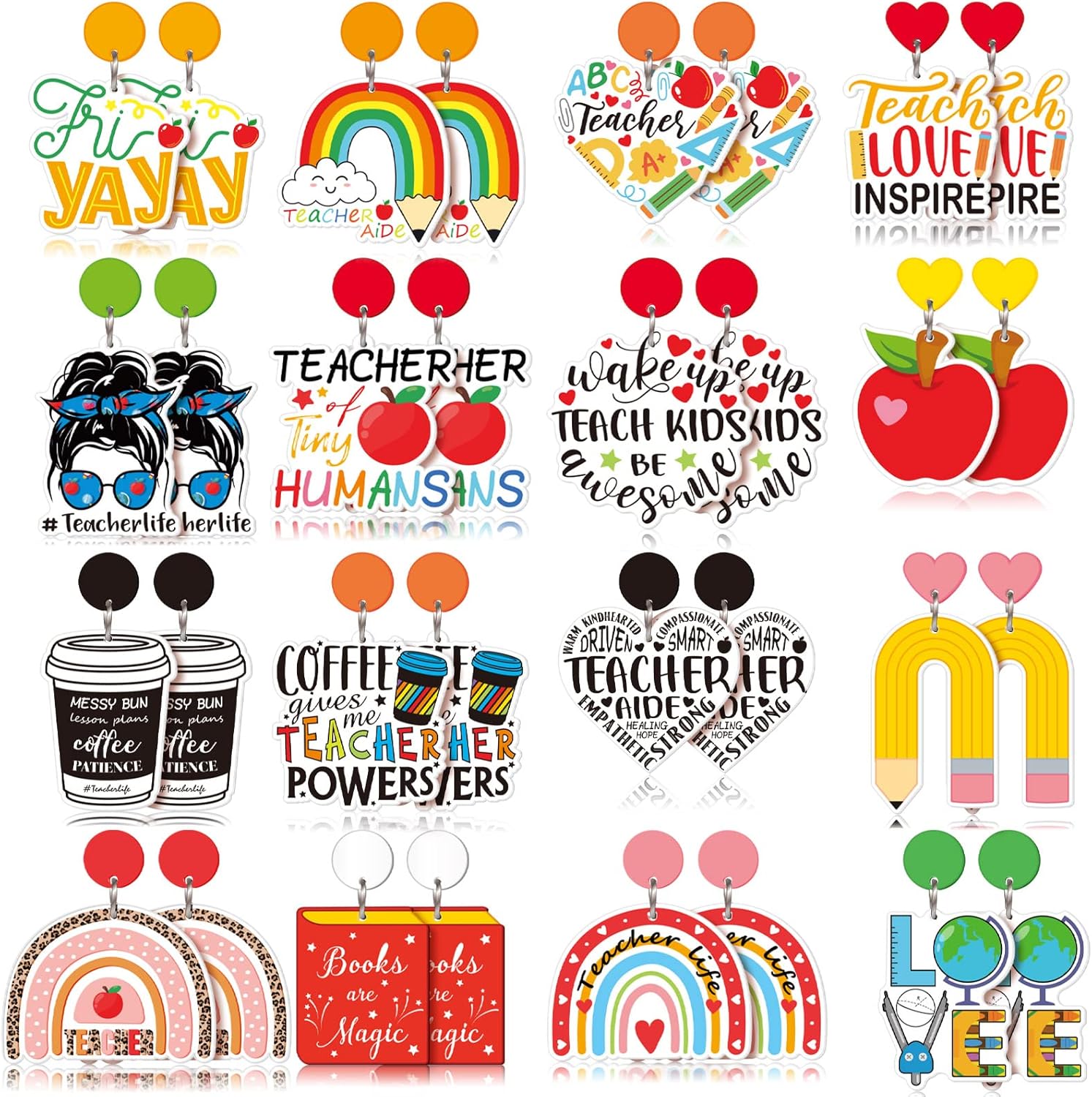 16 Pairs Earrings Bulk for Women Jewelry Cute Acrylic Dangle Earrings Charms Gifts for Party - 我的商店我的商店我的商店