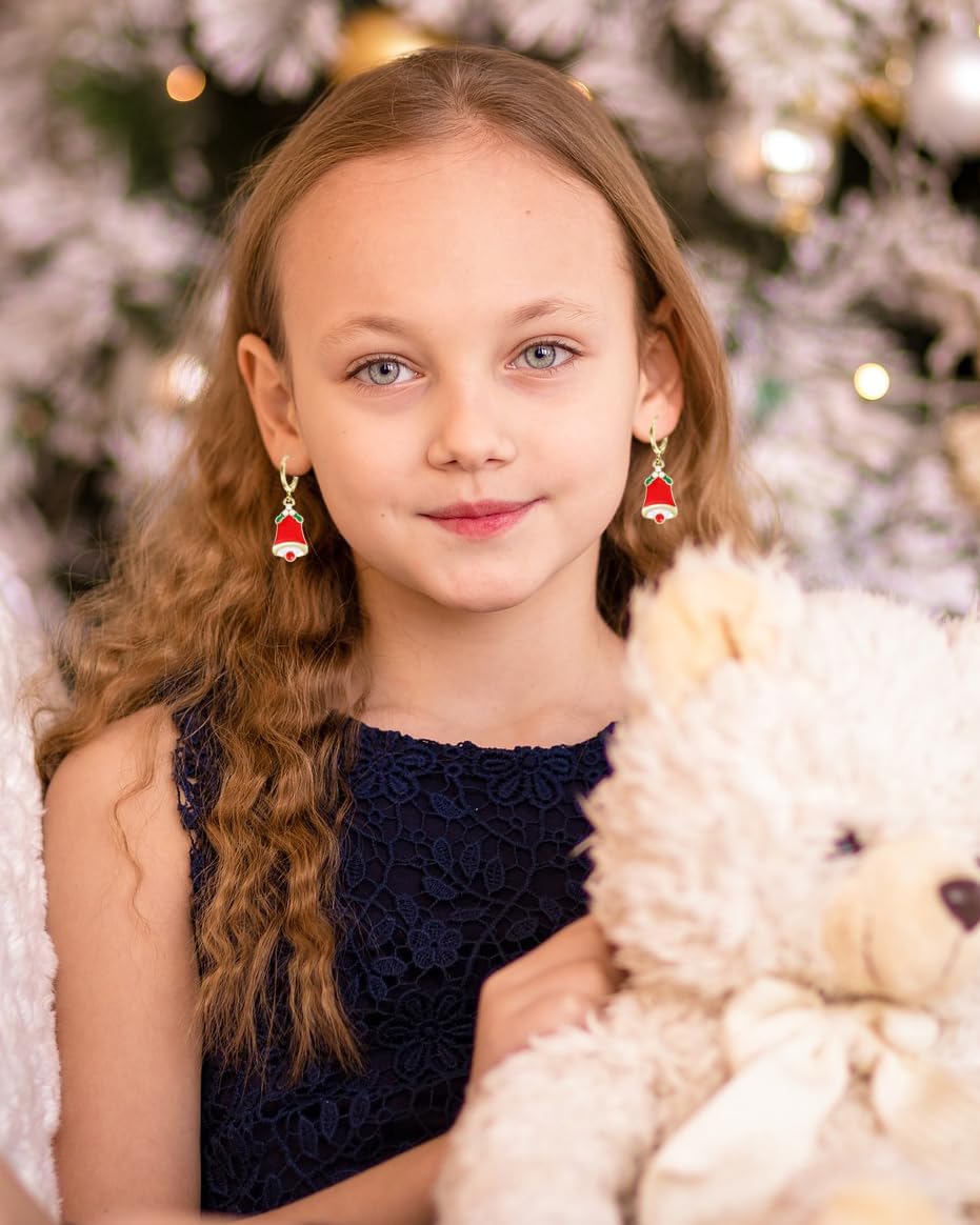 16 Pairs Hypoallergenic Christmas Hoop Earrings Set for Girls Christmas Tree Snowflake Bow Bell Snowman Penguin Earrings Small Dangle Hoop Christmas Earrings Bulk Teen Girls Women Xmas Holiday Jewelry - 我的商店我的商店我的商店