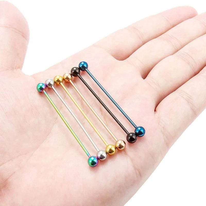 Long Industrial Barbell 45mm (1.77") 16G 14G Surgical Steel Industrial Earrings