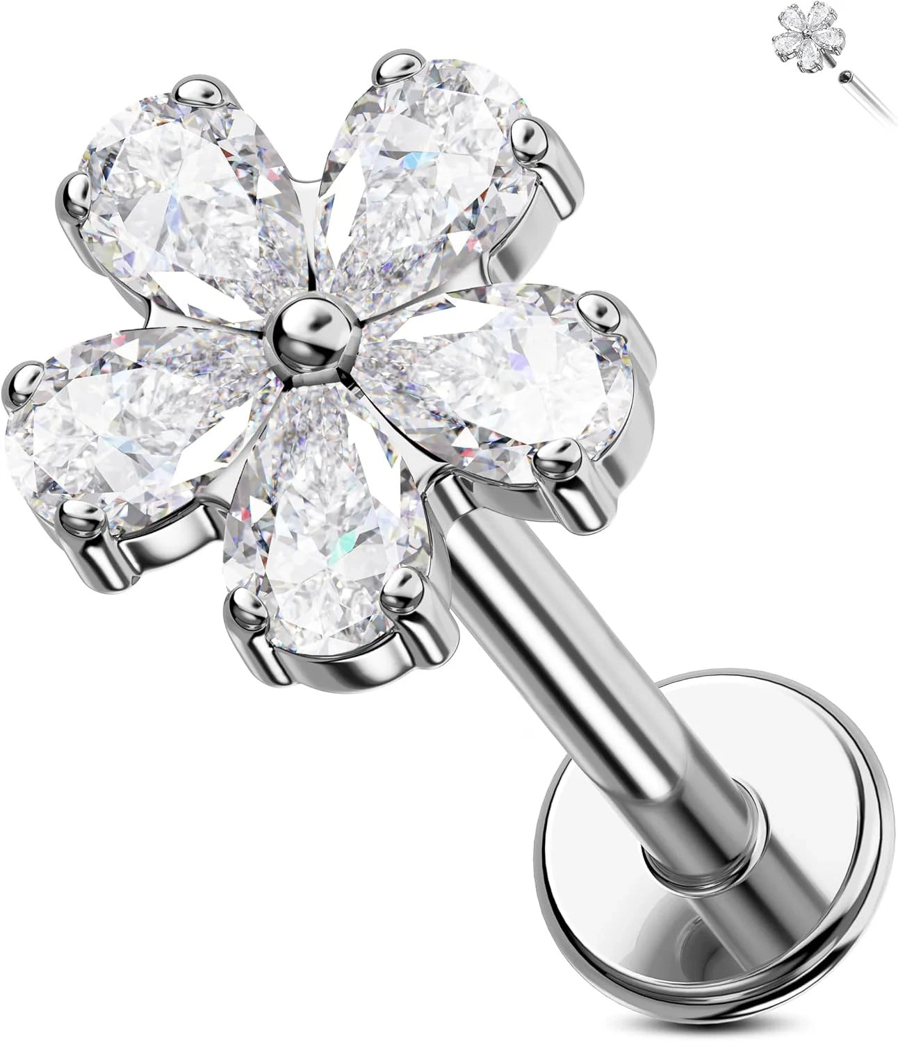 G23 Titanium Helix Earrings 16G Internally Threaded Cartilage Earring Stud Flower Helix