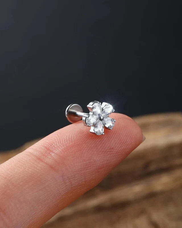 G23 Titanium Helix Earrings 16G Internally Threaded Cartilage Earring Stud Flower Helix