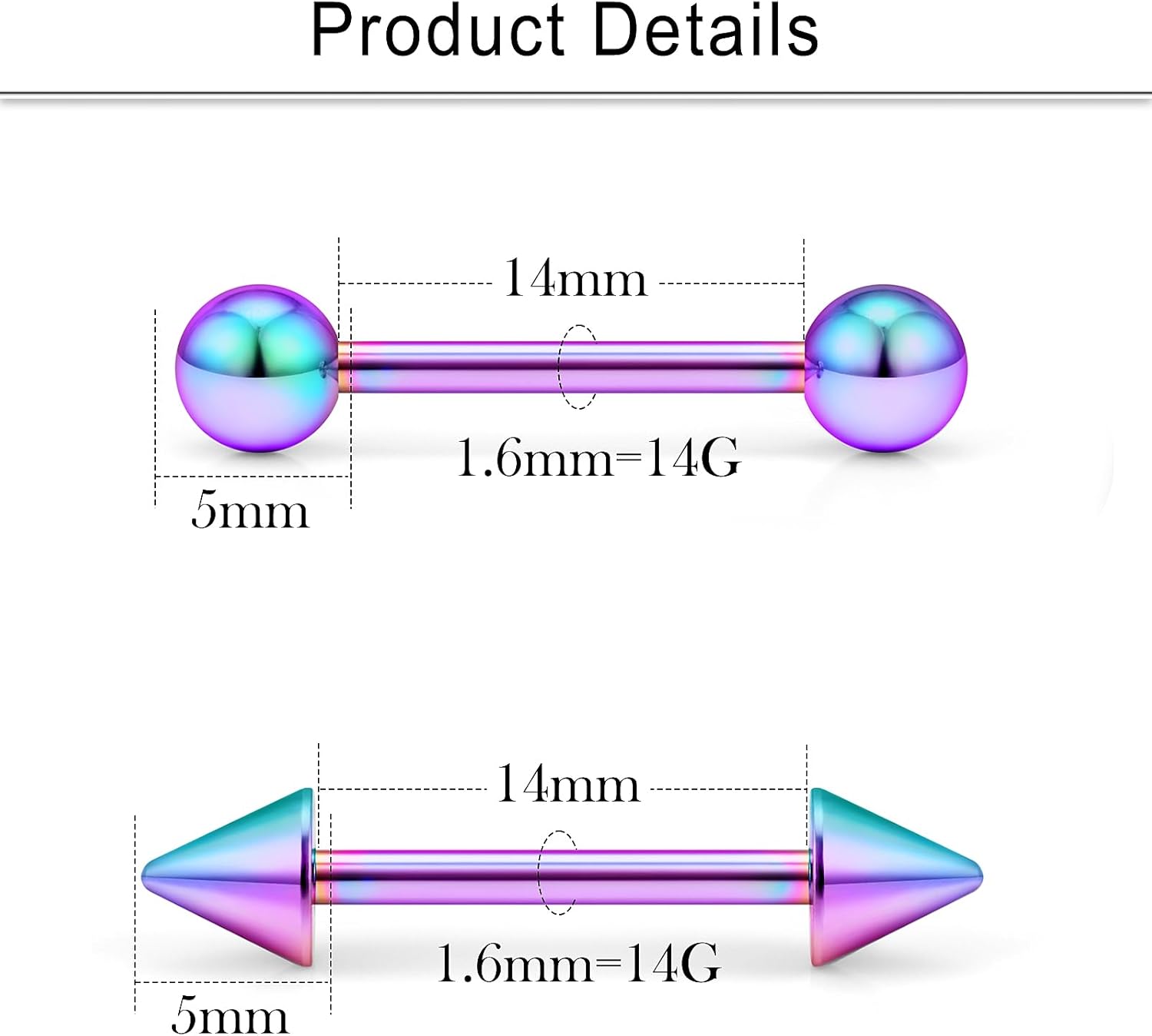 16G 14G Nipple Piercing Jewelry Tongue Rings Hypoallergenic 316L Surgical Steel Nipple Tongue Barbells Piercing Jewelry for Women Men Shining and Cute 12 Pairs - QIAO CrystalQIAO CrystalQIAO Crystal