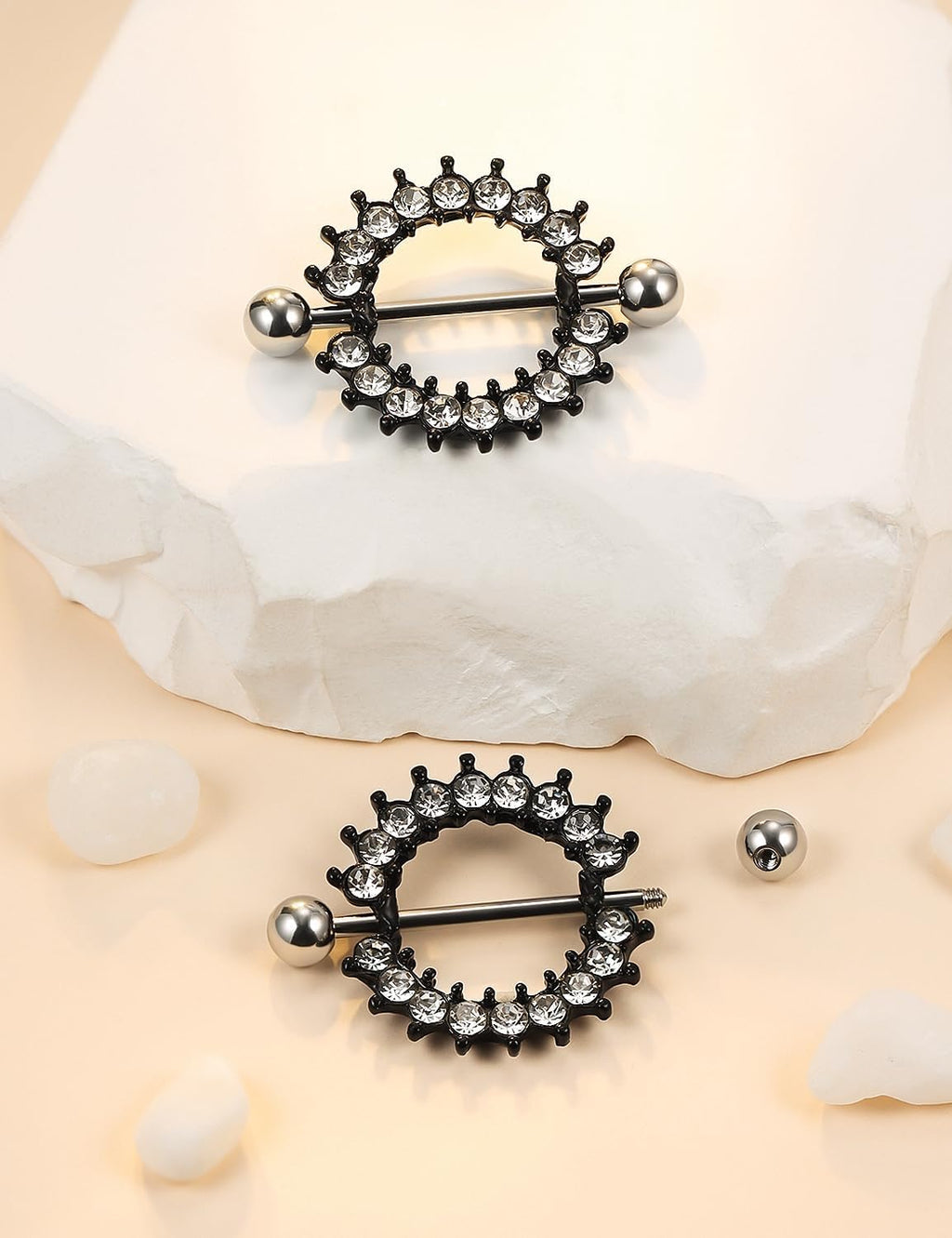 16G 14G Nipple Piercing Jewelry Tongue Rings Hypoallergenic Surgical Steel Screw Nipple Tongue Shield Ring Barbell Body Piercing Jewelry Retainer for Women 9/16 Inch 14mm - QIAO CrystalQIAO CrystalQIAO Crystal