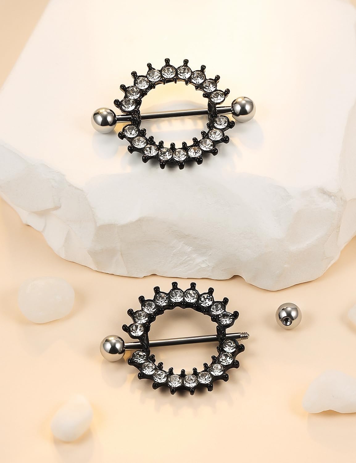 16G 14G Nipple Piercing Jewelry Tongue Rings Hypoallergenic Surgical Steel Screw Nipple Tongue Shield Ring Barbell Body Piercing Jewelry Retainer for Women 9/16 Inch 14mm - QIAO CrystalQIAO CrystalQIAO Crystal