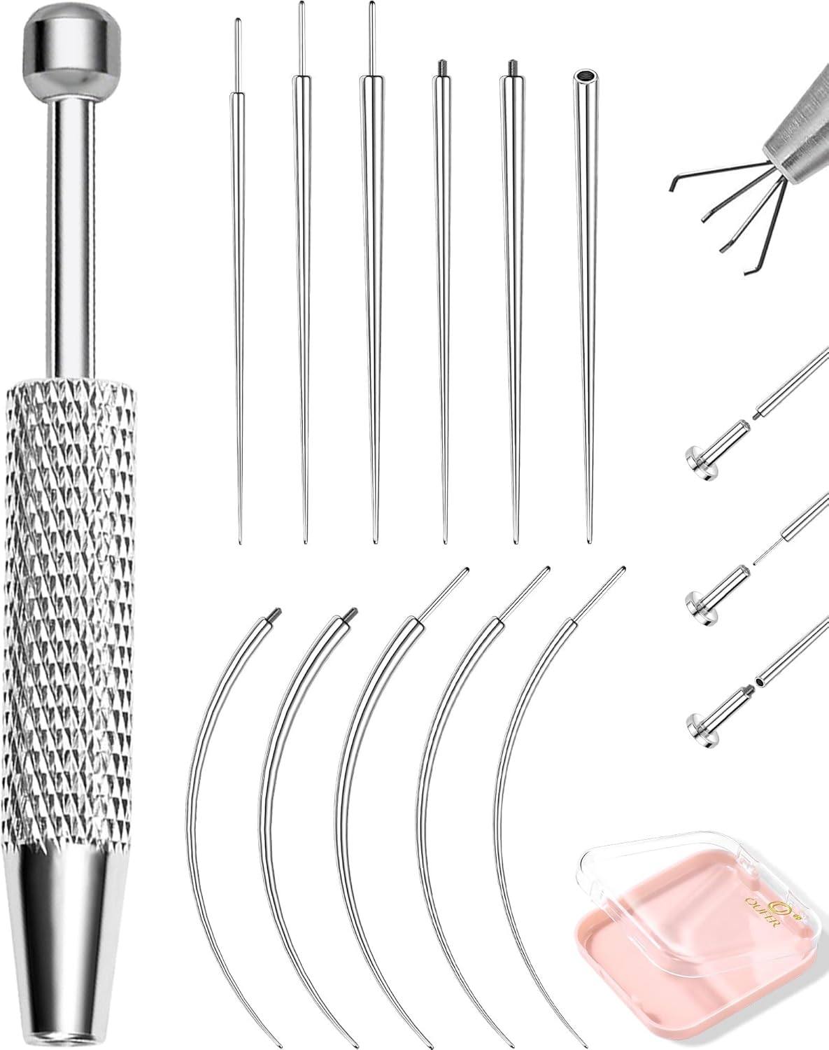 16G 18G Flat Back Earrings Piercing Guide needle Tool Assistant Body Piercing Kit - QIAO CrystalQIAO CrystalQIAO Crystal