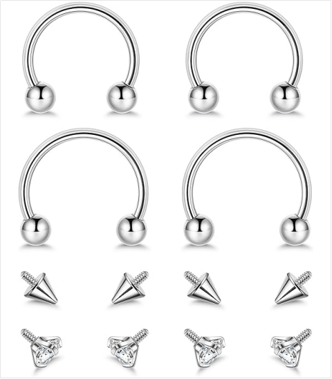16G 18G G23 Pure Titanium Horseshoe Septum Rings for Women Men Septum Nose Ring Hoop Internally Threaded Lip Cartilage Helix Tragus Earring Eyebrow Daith Piercing Jewelry with Replacement Ball - QIAO Crystal我的商店QIAO Crystal