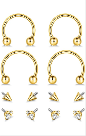 16G 18G G23 Pure Titanium Horseshoe Septum Rings for Women Men Septum Nose Ring Hoop Internally Threaded Lip Cartilage Helix Tragus Earring Eyebrow Daith Piercing Jewelry with Replacement Ball - QIAO Crystal我的商店QIAO Crystal