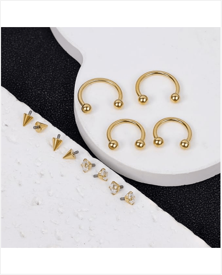 16G 18G G23 Pure Titanium Horseshoe Septum Rings for Women Men Septum Nose Ring Hoop Internally Threaded Lip Cartilage Helix Tragus Earring Eyebrow Daith Piercing Jewelry with Replacement Ball - QIAO Crystal我的商店QIAO Crystal