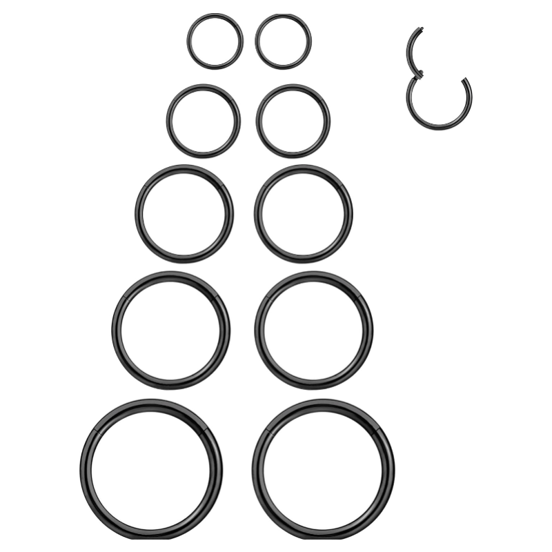 16G 6 - 10MM 16G Nose Hoop Tragus Helix Cartilage HoopHinged Clicker Septum Rings - QIAO CrystalQIAO CrystalQIAO Crystal