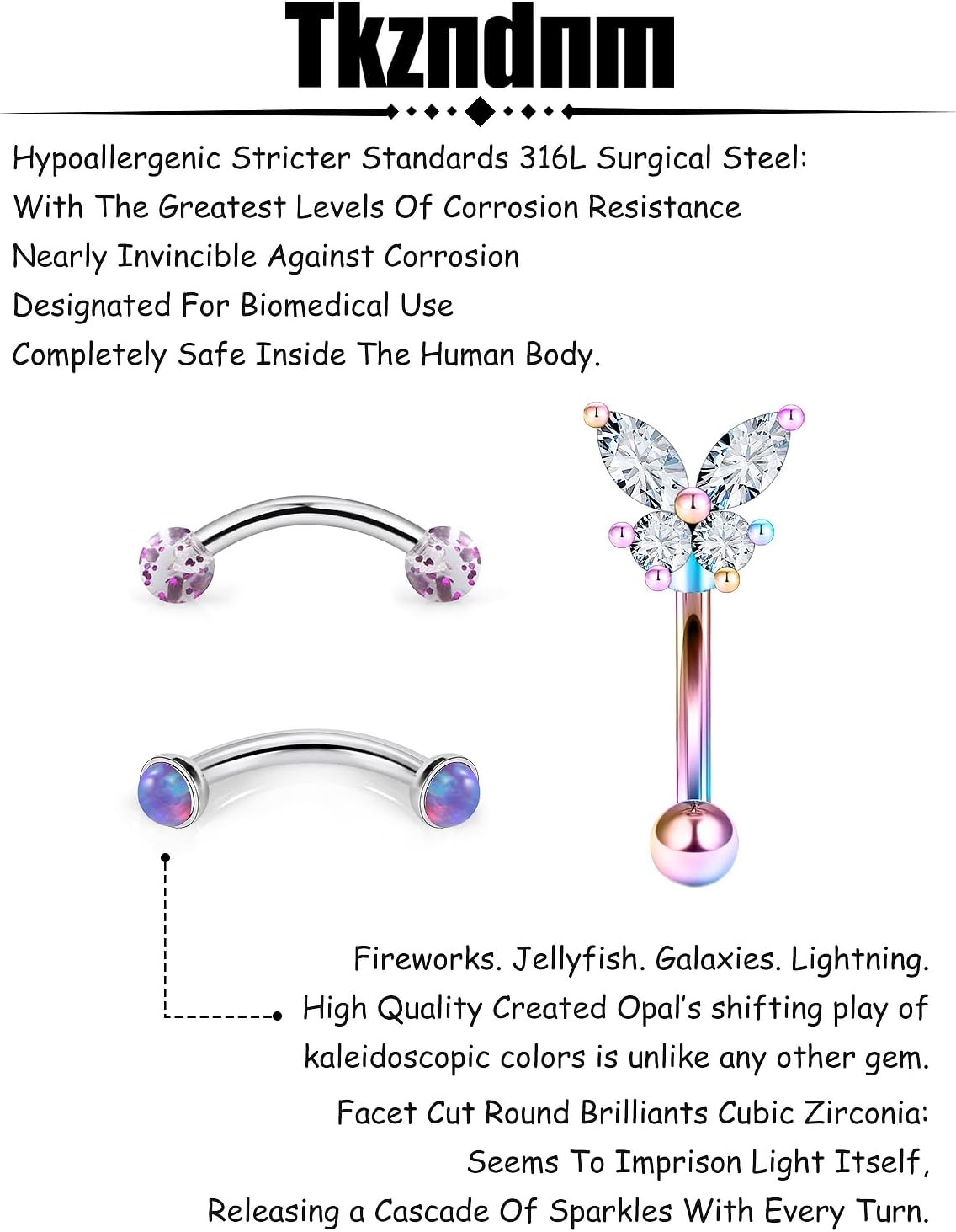 16g 8mm Silver/Black/Rainbow Eyebrow Piercing Jewelry Rings Curved Barbell Vertical Labret Lip Surgical Steel Small Belly Button Snake Eyes Tongue Rook Earrings for Women Men - 我的商店我的商店我的商店