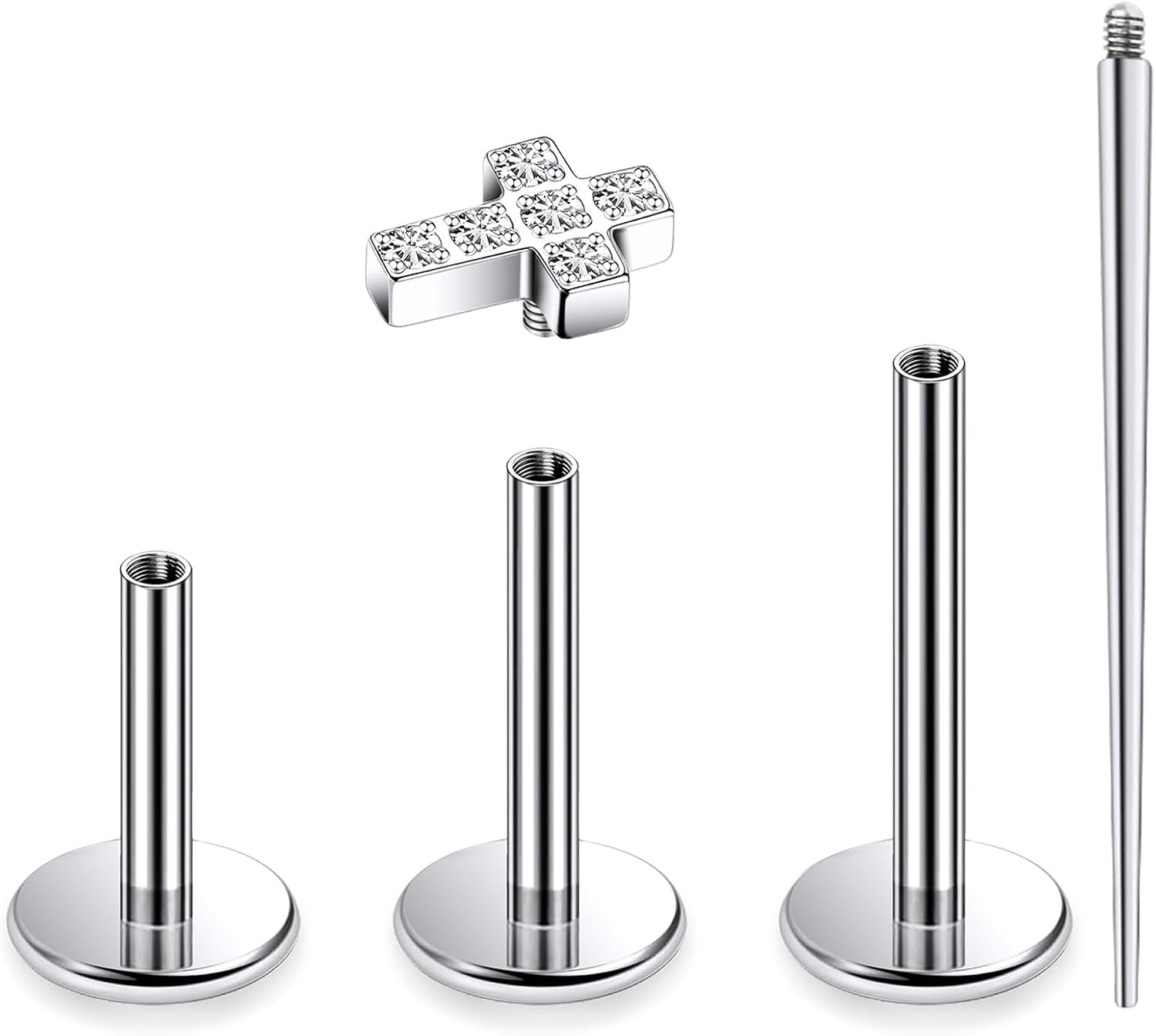 16G Astm F136 Titanium Internal Thread Flat Back Earrings Nose Studs Tragus Forward Helix Conch - QIAO CrystalQIAO CrystalQIAO Crystal