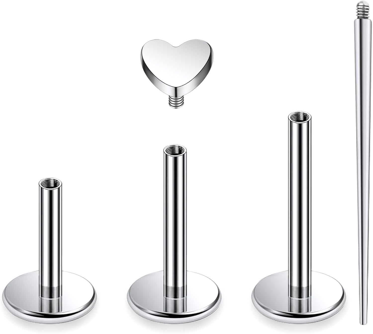 16G Astm F136 Titanium Internal Thread Flat Back Earrings Nose Studs Tragus Forward Helix Conch - QIAO CrystalQIAO CrystalQIAO Crystal