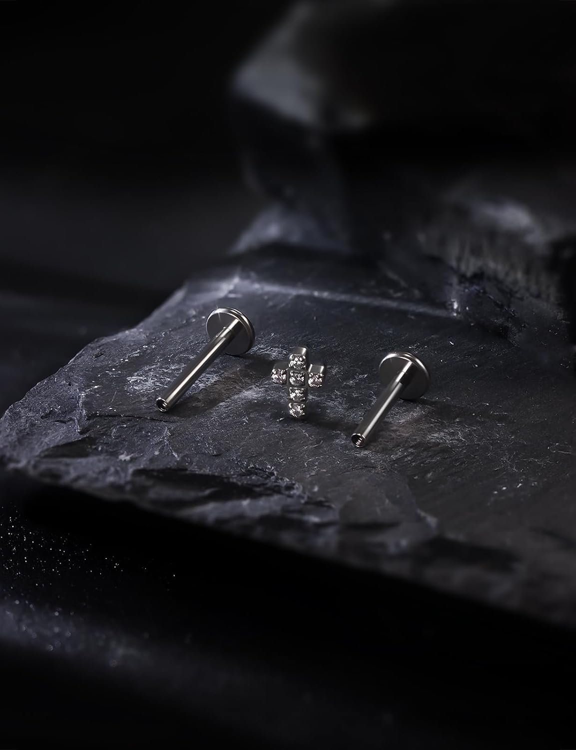 16G Astm F136 Titanium Internal Thread Flat Back Earrings Nose Studs Tragus Forward Helix Conch - QIAO CrystalQIAO CrystalQIAO Crystal