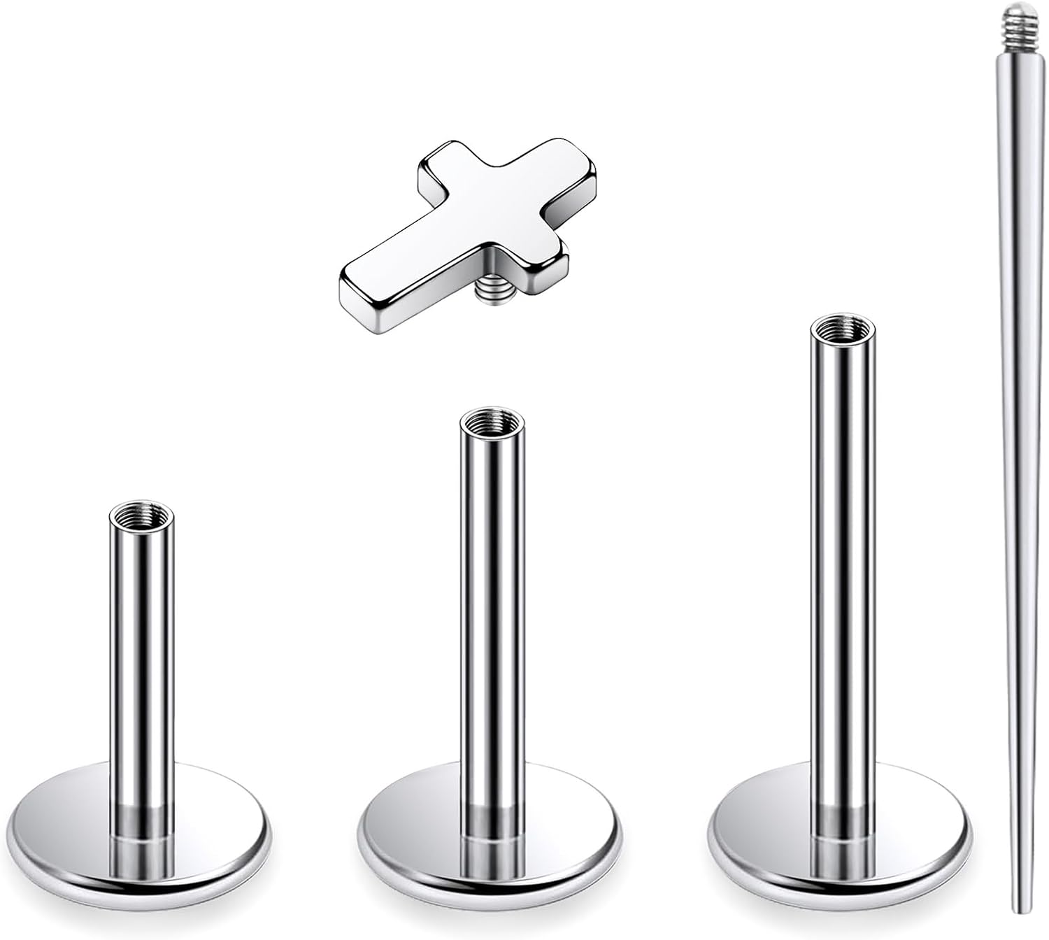 16G Astm F136 Titanium Internal Thread Flat Back Earrings Nose Studs Tragus Forward Helix Conch - QIAO CrystalQIAO CrystalQIAO Crystal