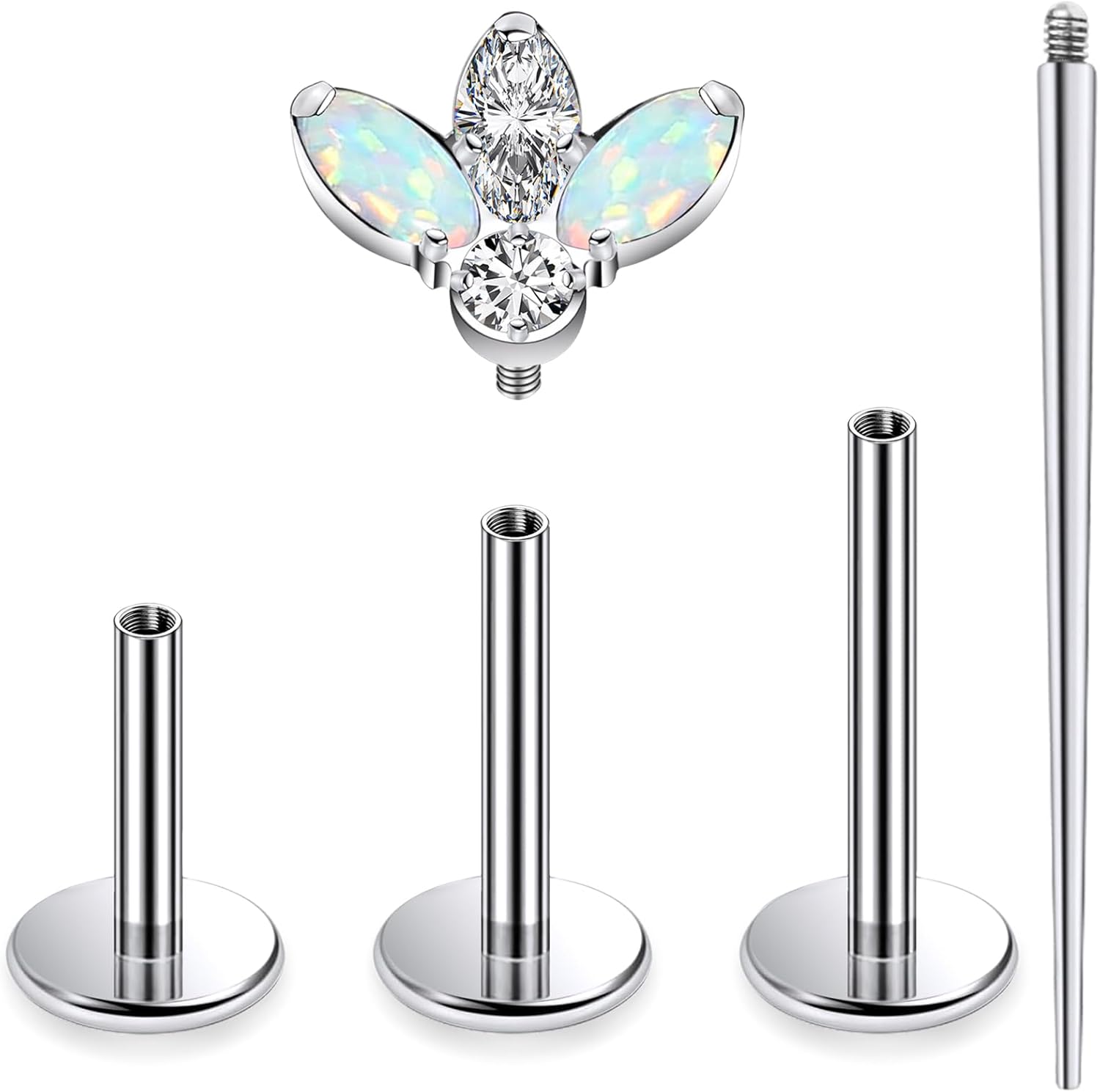 16G Astm F136 Titanium Internal Thread Flat Back Earrings Nose Studs Tragus Forward Helix Conch Cartilage Lobe Earrings - QIAO CrystalQIAO CrystalQIAO Crystal