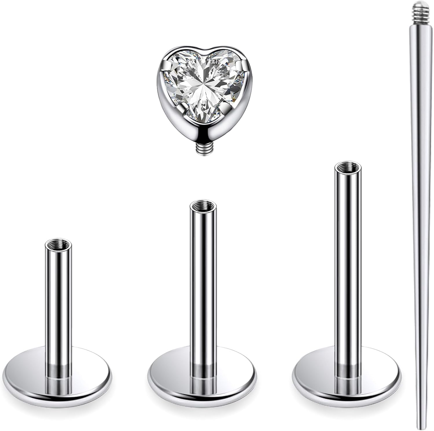 16G Astm F136 Titanium Internal Thread Flat Back Earrings Nose Studs Tragus Forward Helix Conch Cartilage Lobe Earrings - QIAO CrystalQIAO CrystalQIAO Crystal