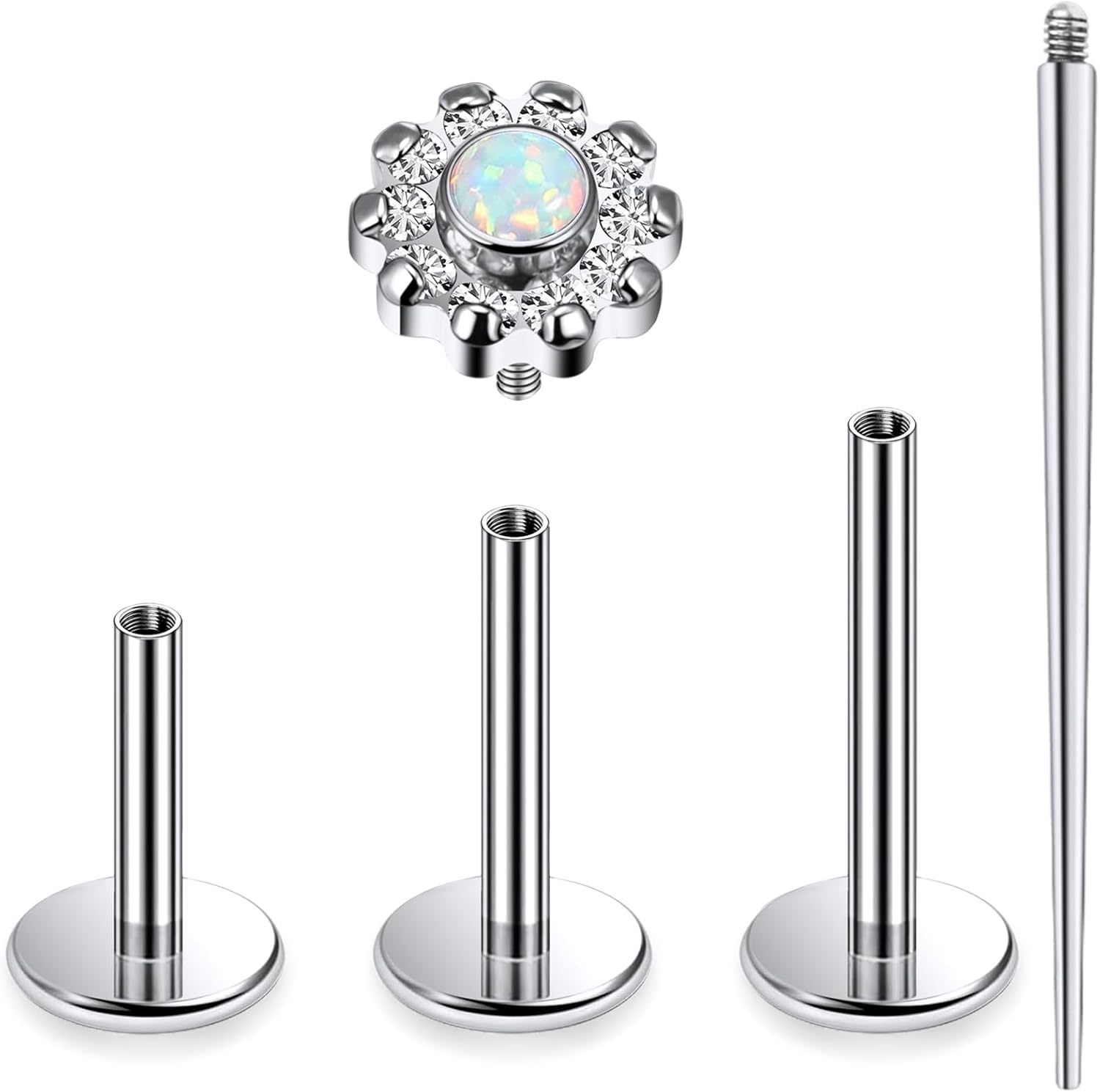 16G Astm F136 Titanium Internal Thread Flat Back Earrings Nose Studs Tragus Forward Helix Conch Cartilage Lobe Earrings - QIAO CrystalQIAO CrystalQIAO Crystal