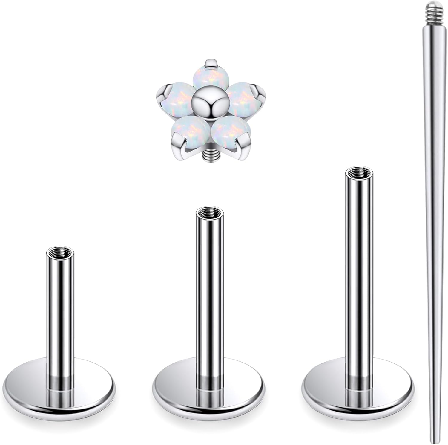 16G Astm F136 Titanium Internal Thread Flat Back Earrings Nose Studs Tragus Forward Helix Conch Cartilage Lobe Earrings - QIAO CrystalQIAO CrystalQIAO Crystal