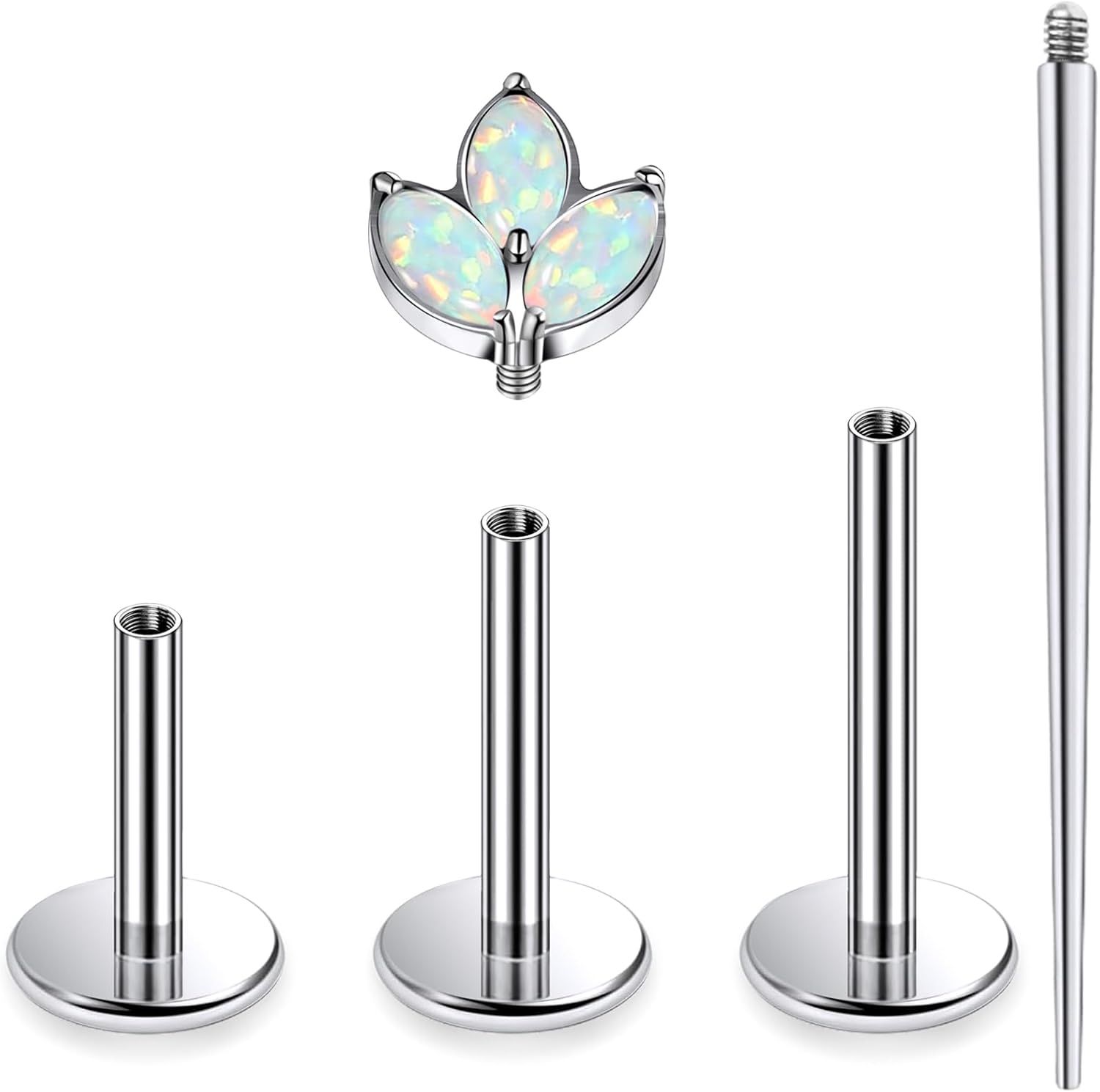 16G Astm F136 Titanium Internal Thread Flat Back Earrings Nose Studs Tragus Forward Helix Conch Cartilage Lobe Earrings - QIAO CrystalQIAO CrystalQIAO Crystal