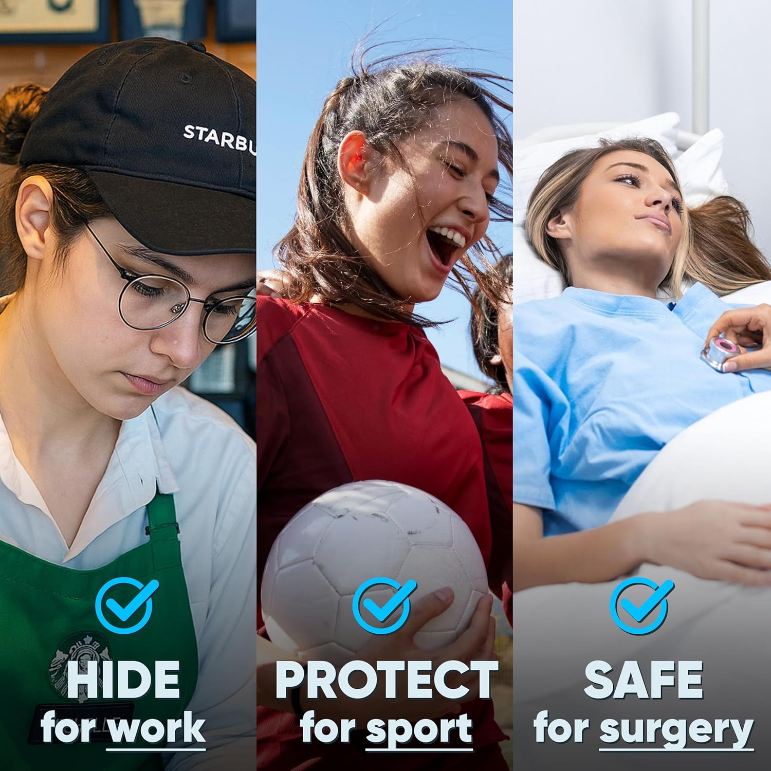 16g Clear Earrings for Sports, Work, Surgery - Bioflex Labret Clear Piercing Retainers 10pc Set - Plastic Clear Piercings Stud Earrings for Cartilage Helix Tragus Lip Medusa Monroe (6mm, 8mm, 10mm, 12mm) - QIAO CrystalQIAO CrystalQIAO Crystal