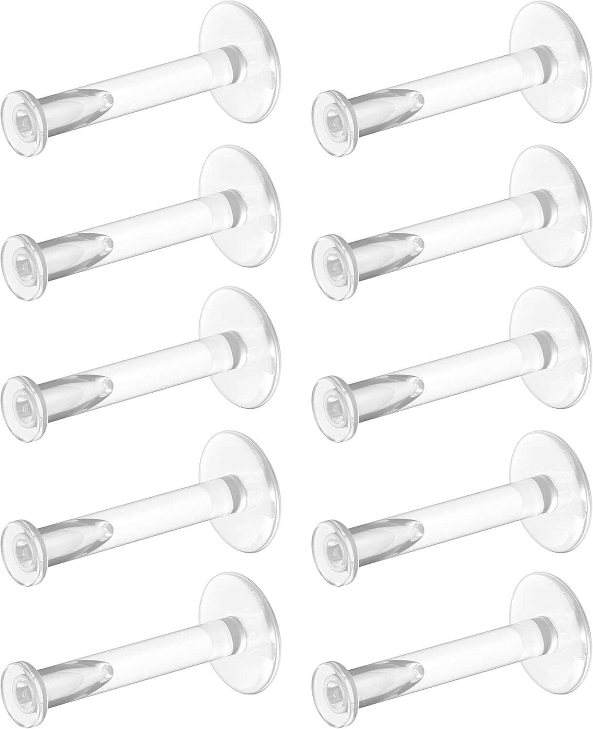 16g Clear Earrings for Sports, Work, Surgery - Bioflex Labret Clear Piercing Retainers 10pc Set - Plastic Clear Piercings Stud Earrings for Cartilage Helix Tragus Lip Medusa Monroe (6mm, 8mm, 10mm, 12mm) - QIAO CrystalQIAO CrystalQIAO Crystal