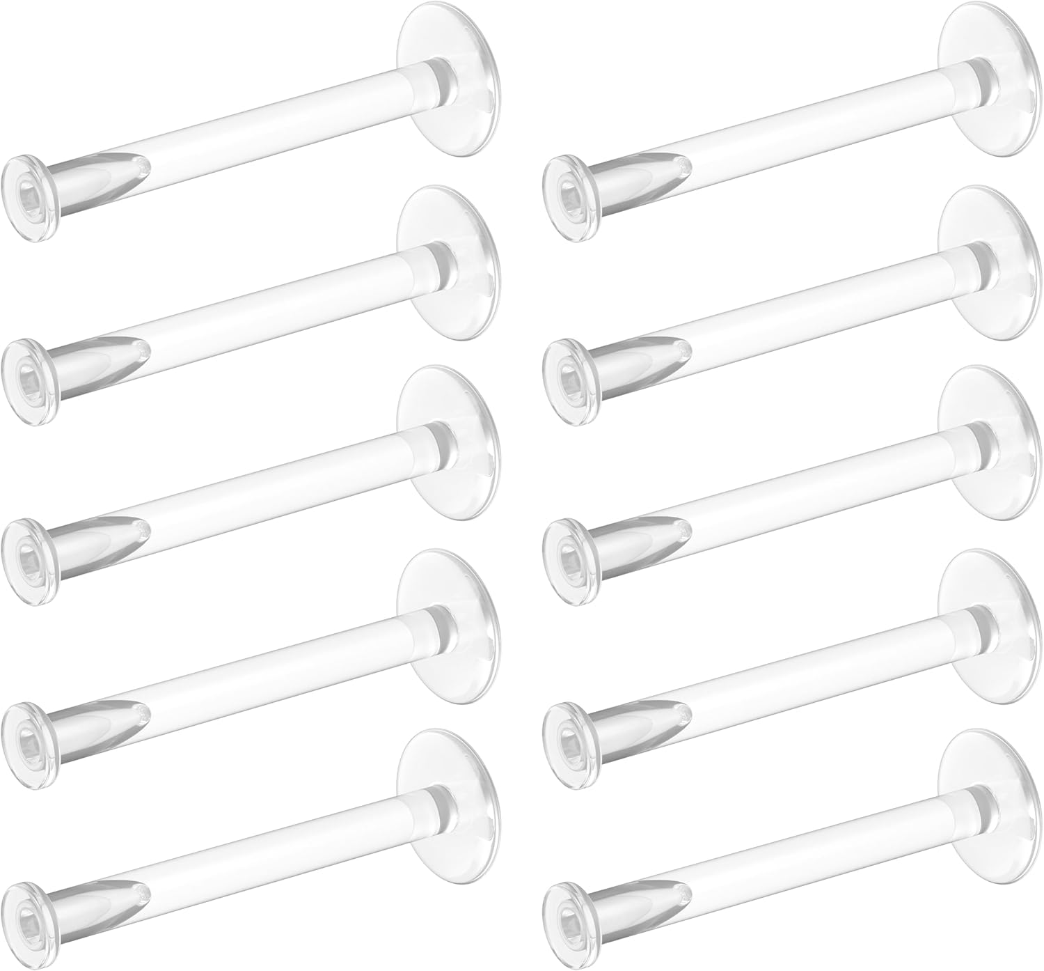 16g Clear Earrings for Sports, Work, Surgery -Labret Clear Piercing Retainers 10pc Set - Plastic Clear Piercings Stud Earrings for Cartilage Helix Tragus Lip Medusa Monroe (6mm, 8mm, 10mm, 12mm) - QIAO CrystalQIAO CrystalQIAO Crystal
